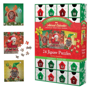 聖誕狗倒數日曆(24個拼圖)